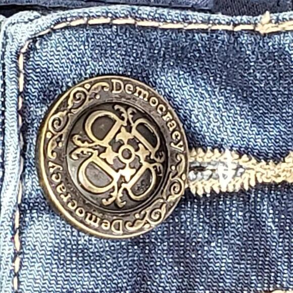 Democracy Jeans Ab Solution Womens Size 14 Blue Denim Distressed Straight - Picture 6 of 10